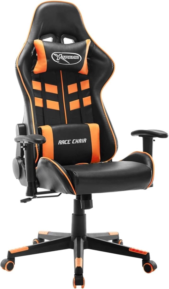 Gamingstoel - Racestoel Bureaustoel - Comfortabel Zitten - Inclusief Voetensteun - In Hoogte Verstelbaar - Zwart Oranje — afbeelding 3