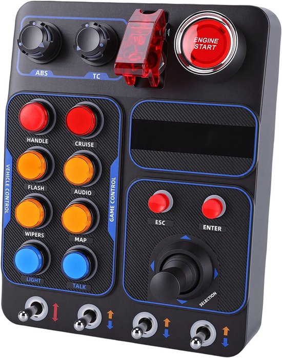 Raceknoppenbox - Simulatie Bediening - Games Simuleren - RGB Verlichting - 19 Knoppen - Zwart — afbeelding 5