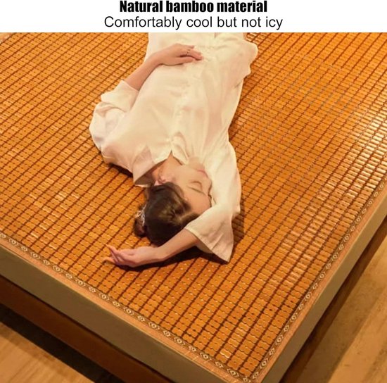 Bamboe Slaapmat - Koelmat Bed - Zomerse Koelte - Hitte-gecarboniseerd - 200x200cm - Bloemenrand — afbeelding 4