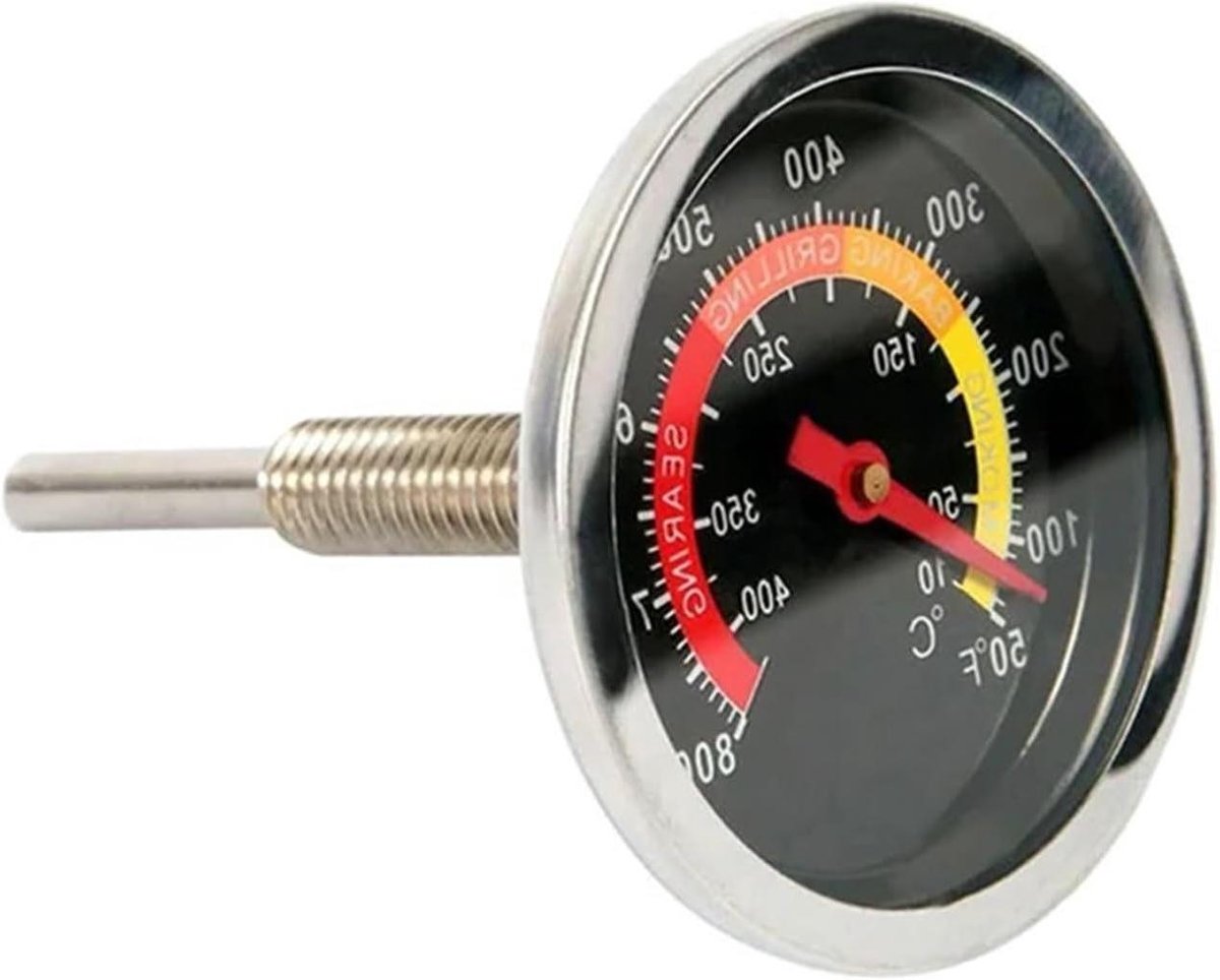 Oven Thermometer - Temperatuurmeter Grill - Barbecue Temperatuur Meten - Roestvrij Staal - 0-400℃ - Zilver