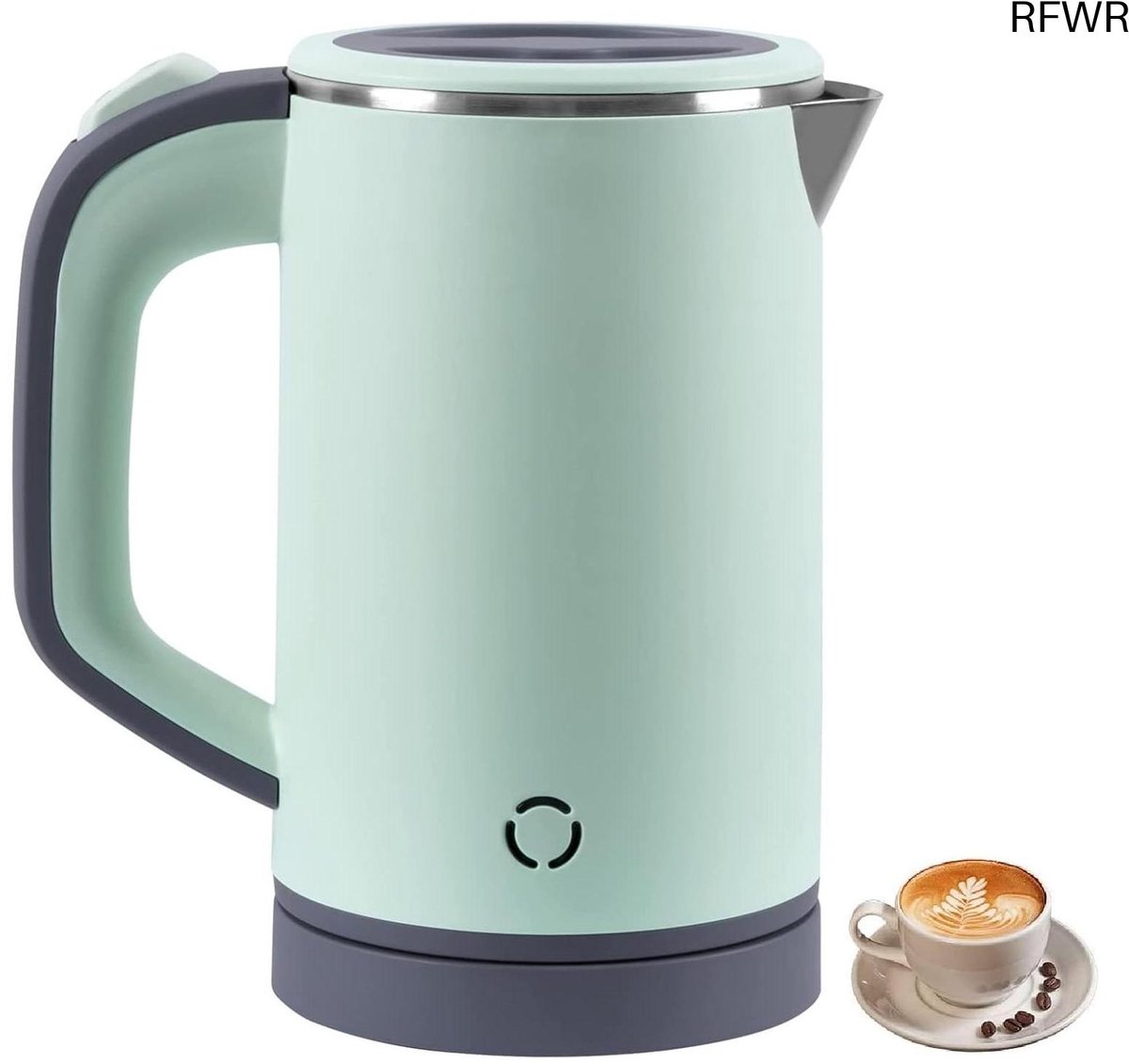 Reiswaterkoker - Mini waterkoker - Snel warm water - Roestvrij staal - 800 ml - Groen