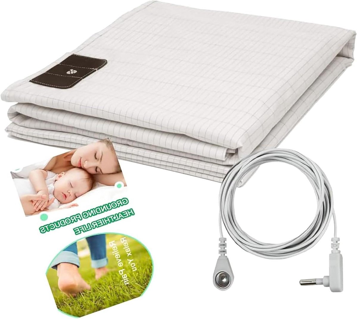 Aardingslaken - Grondtherapie Mat - Betere Slaap - Zilvervezel Technologie - Groot Bed - Wit