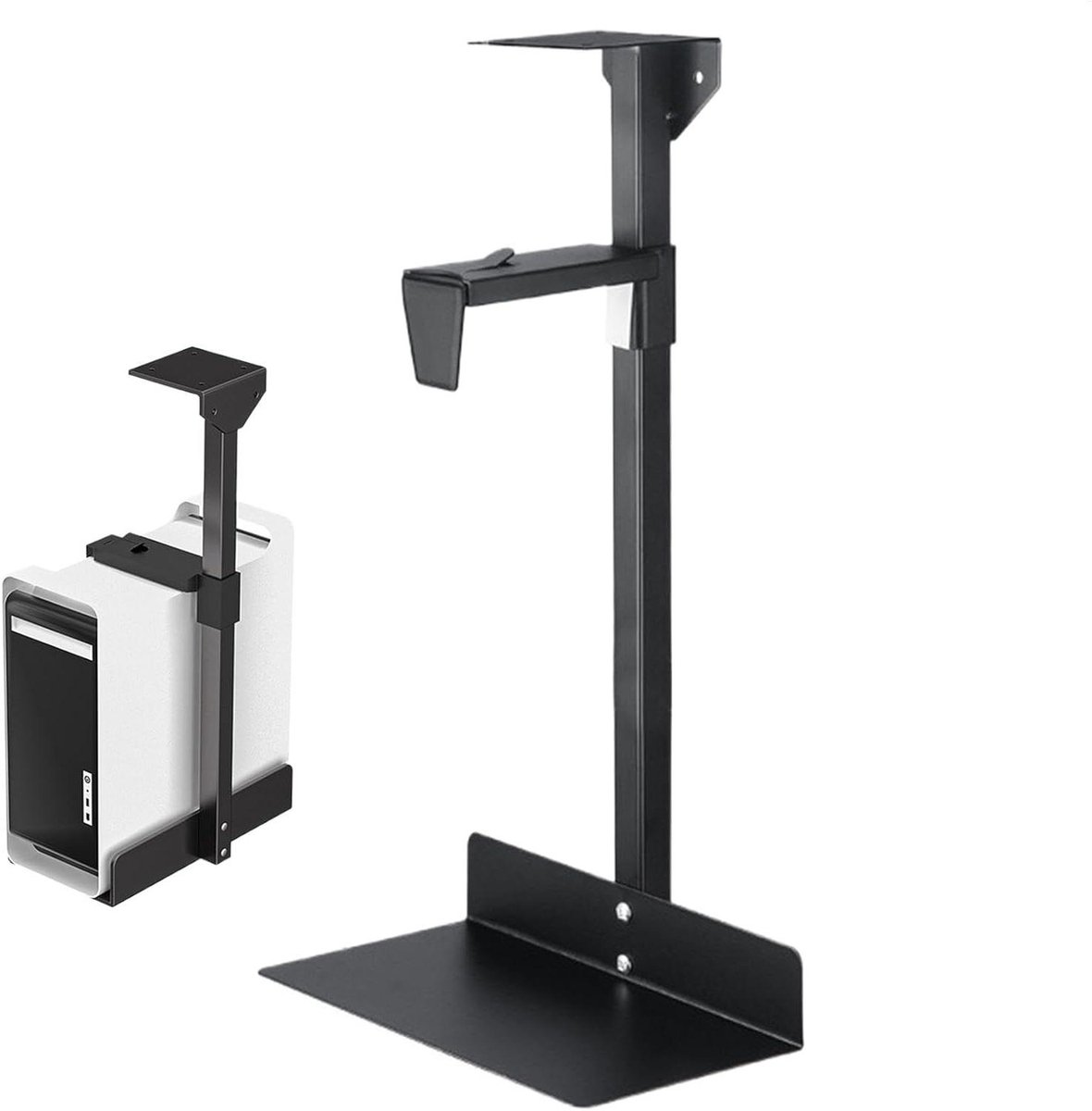 Computerhouder - PC Beugel - Bureau Organisatie - Verstelbaar Ontwerp - 13-21.5cm Breed - Zwart