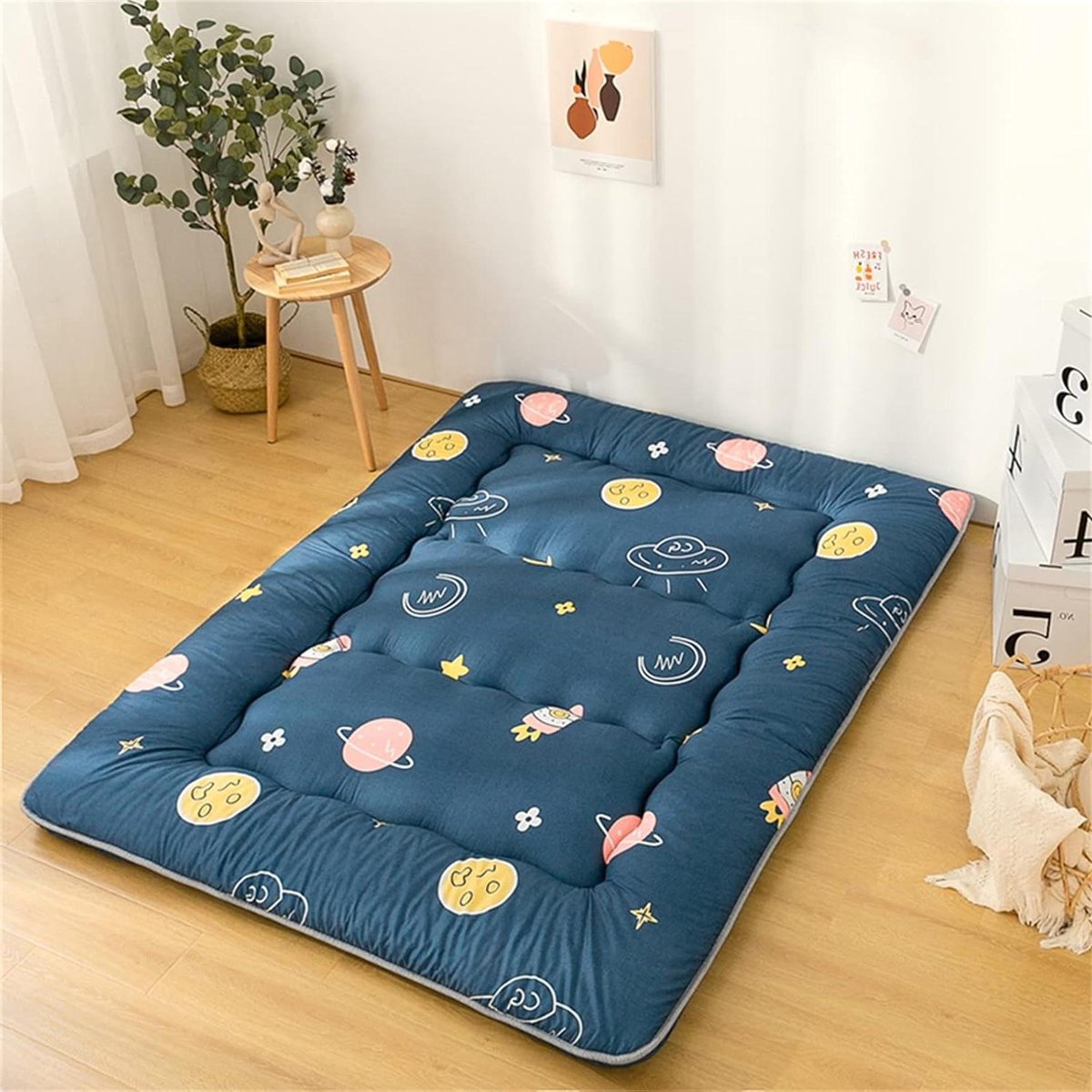 Opvouwbaar Matras - Vloer Bed - Comfortabel Slapen - Huidvriendelijke Stof - 200x220cm - Geel