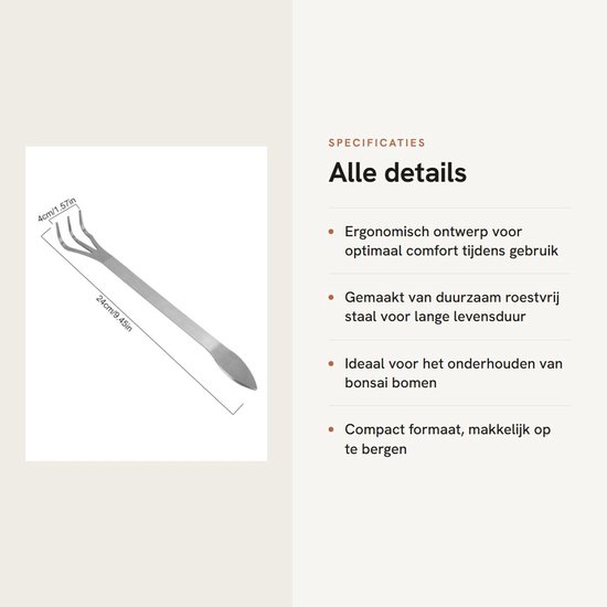 Dailygoods - Bonsai Hark - Roestvrijstalen Wortelhark - Ergonomische Handgreep - Tuinplanten - Bodemventilatie - Geschikt voor Bonsai van Dailygoods — afbeelding 2