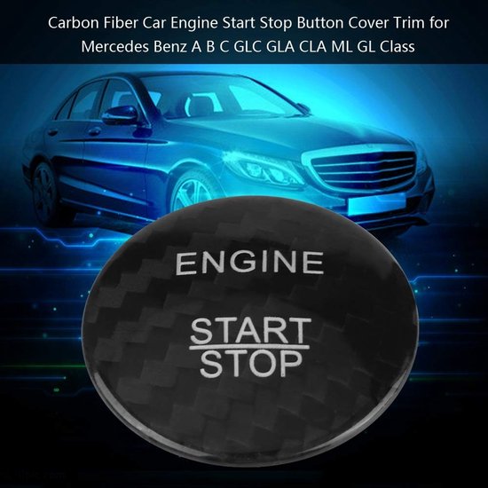 Startknop Cover - 36mm Carbon Fiber - Engine Start Button Trim voor A B C GLC GLA CLA ML GL Class - Zwart van Merkloos	 — afbeelding 2
