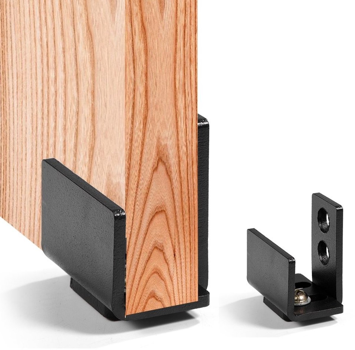 Dailygoods- Vloergeleider Hoogwaardige Stalen Hardware - Schuifdeur Bevestiging - Onderkant Muurmontage - Voorkomt Zwaaien - Geschikt voor Deurdiktes 1-1/3 inch - Schuifdeurgeleider