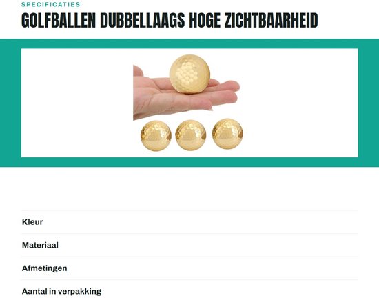 LIVIA HOME- Golfballen Verguld 4 Stuks - Dubbellaags - Hoge Zichtbaarheid - Duurzaam - Lichtgewicht - Geschikt voor Training - Golfball van Livia Home — afbeelding 5