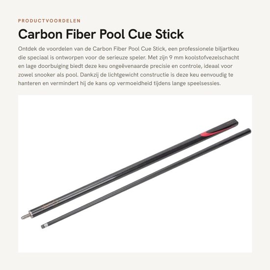 Dailygoods- Biljartkeu Professionele 9 mm Koolstofvezel - Lage Deflectie - Lichtgewicht - Waterdicht - Schokbestendig - Prachtig Patroon - Poolcue van Dailygoods — afbeelding 3