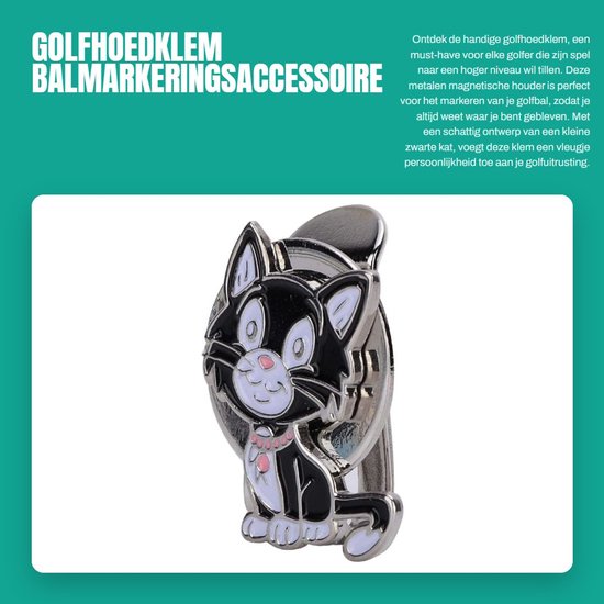 Dailygoods- Golfhoedklem Metalen Magnetische Houder - Balmarkeringsaccessoire - Vizierklem - Meerdere Patronen - Kleine Zwarte Kat - Golfbalmarkering - Balmarker van Dailygoods — afbeelding 5