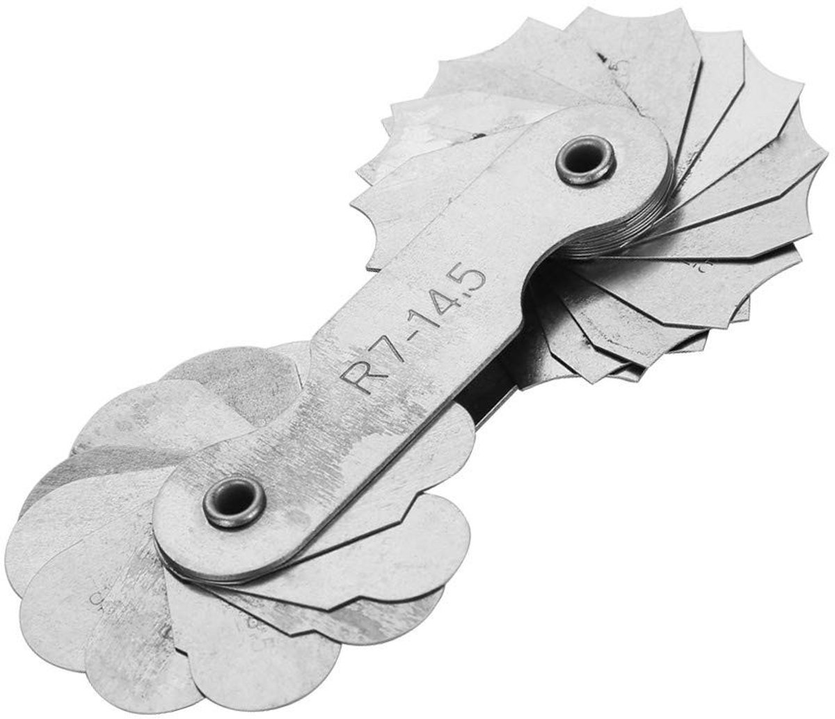 Dailygoods- Straal Meetgereedschap Roestvrij Staal - Convex/Concave Bladen - Meetbereik R7-14.5MM - Duurzaam - Handig voor Machinisten - Radiusmeter