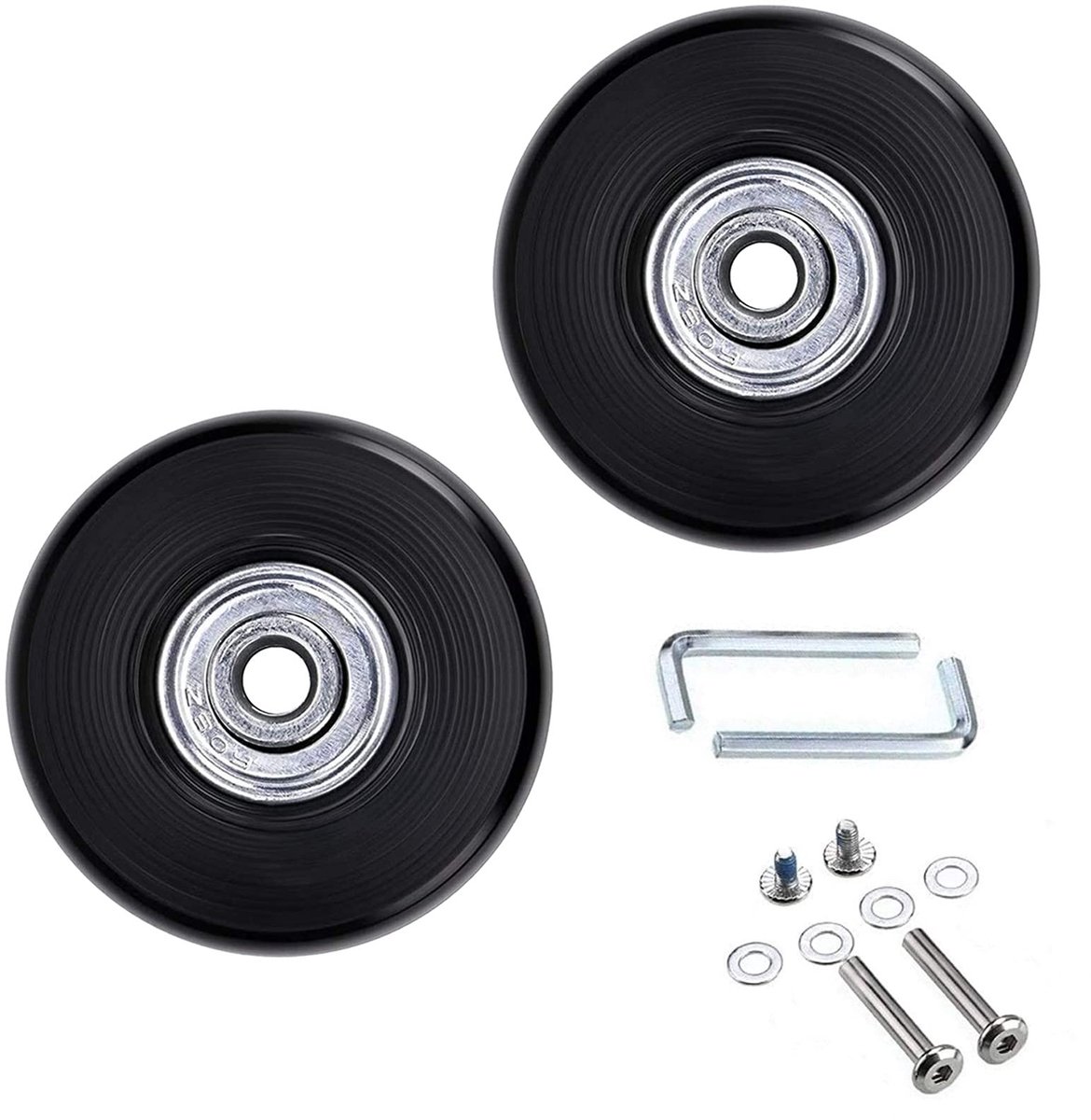 Dailygoods- Kofferwielen Vervangset 45 mm - Hoogwaardige PU Rubber - Stil en Slijtvast - Inclusief Reparatieset - Eenvoudige Installatie - Schokabsorberend - Bagagewielen