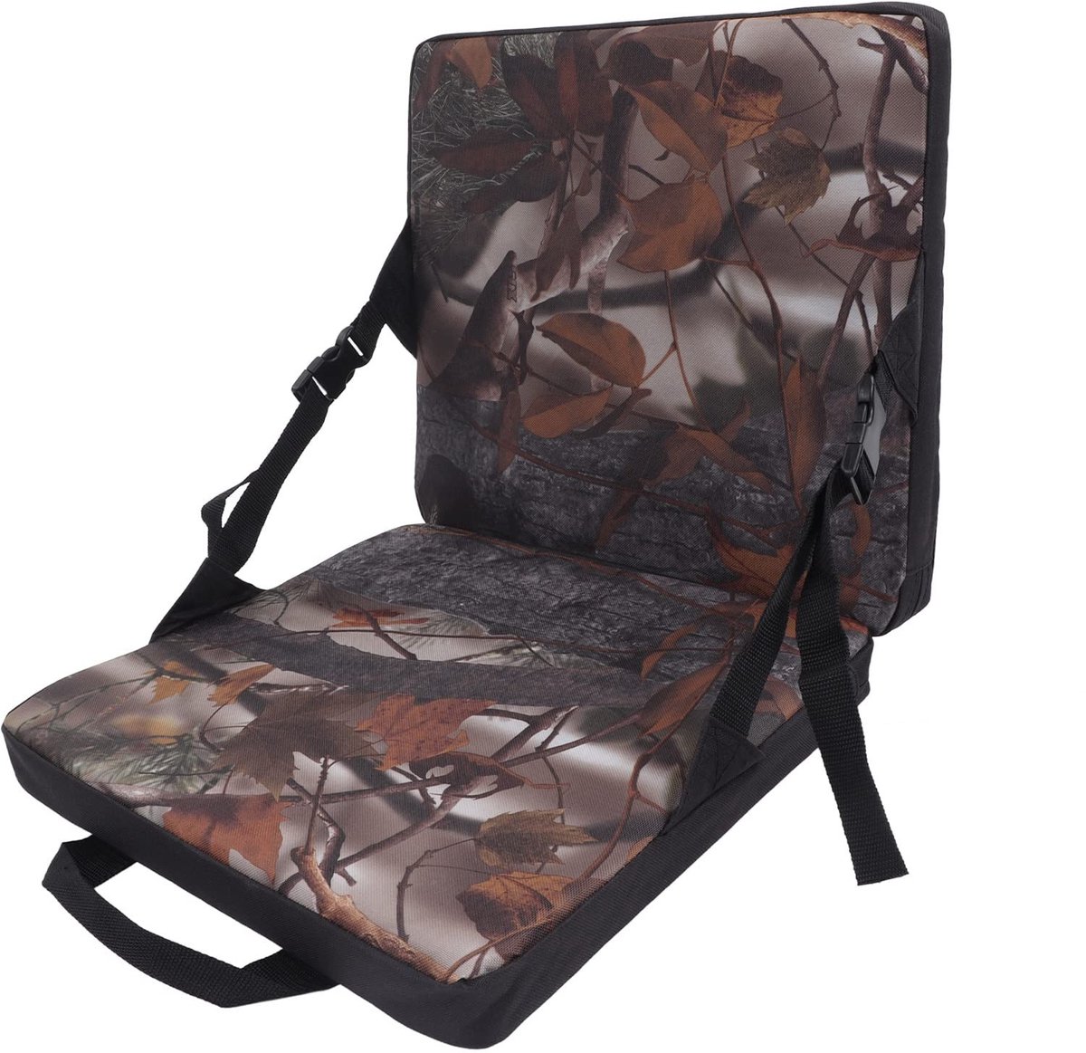 Dailygoods- Zitkussen Opvouwbaar - Draagbaar Kussen 38x34 cm - 600D Oxford Materiaal - Comfortabel Voor Buiten - Bladcamouflage Patroon - Gewicht 554g - Zitmat