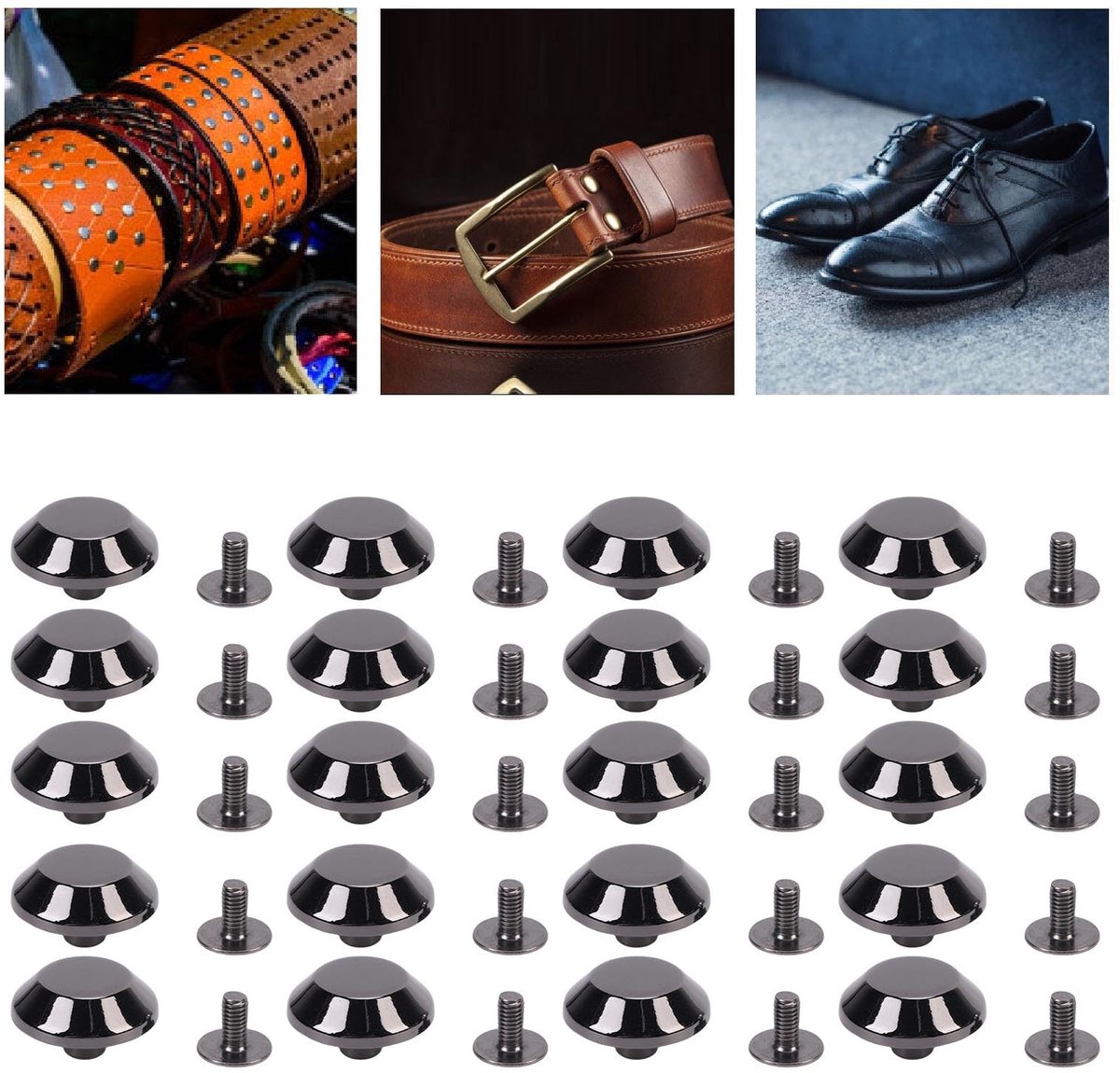 Dailygoods- Klinknagels 20-delige Set - Schroefklinknagels - Punkoorknopjes - Zilveren/Zwarte Legering - Efficiënte Installatie - Gebruiksvriendelijk Ontwerp - Studs