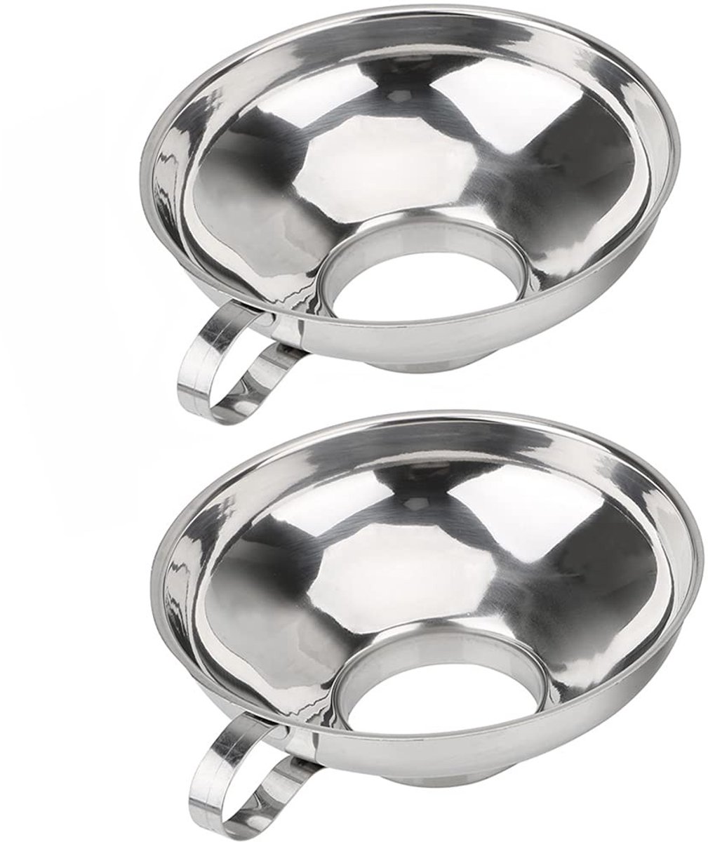 Dailygoods- Inblikkende Trechter Set van 2 - Roestvrij Stalen Trechter - Grote/Snelle Trechter - Voor Vloeistoffen/Poeders - Geschikt voor Potten - Bovenste Kaliber 15cm - Inmaaktrechter