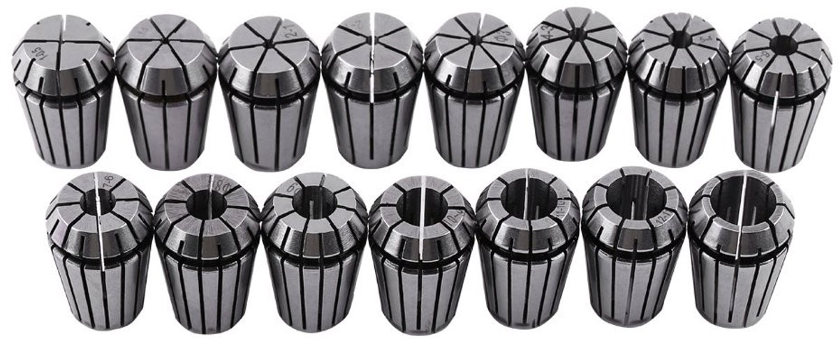 Dailygoods- Veerhulzen Set van 15 Stuks - Hoge Precisie - CNC-Graveermachine - Draaigereedschap - Stabiele Krachtoverbrenging - Hoogwaardig 65 Mn Veerstaal - Spantangen