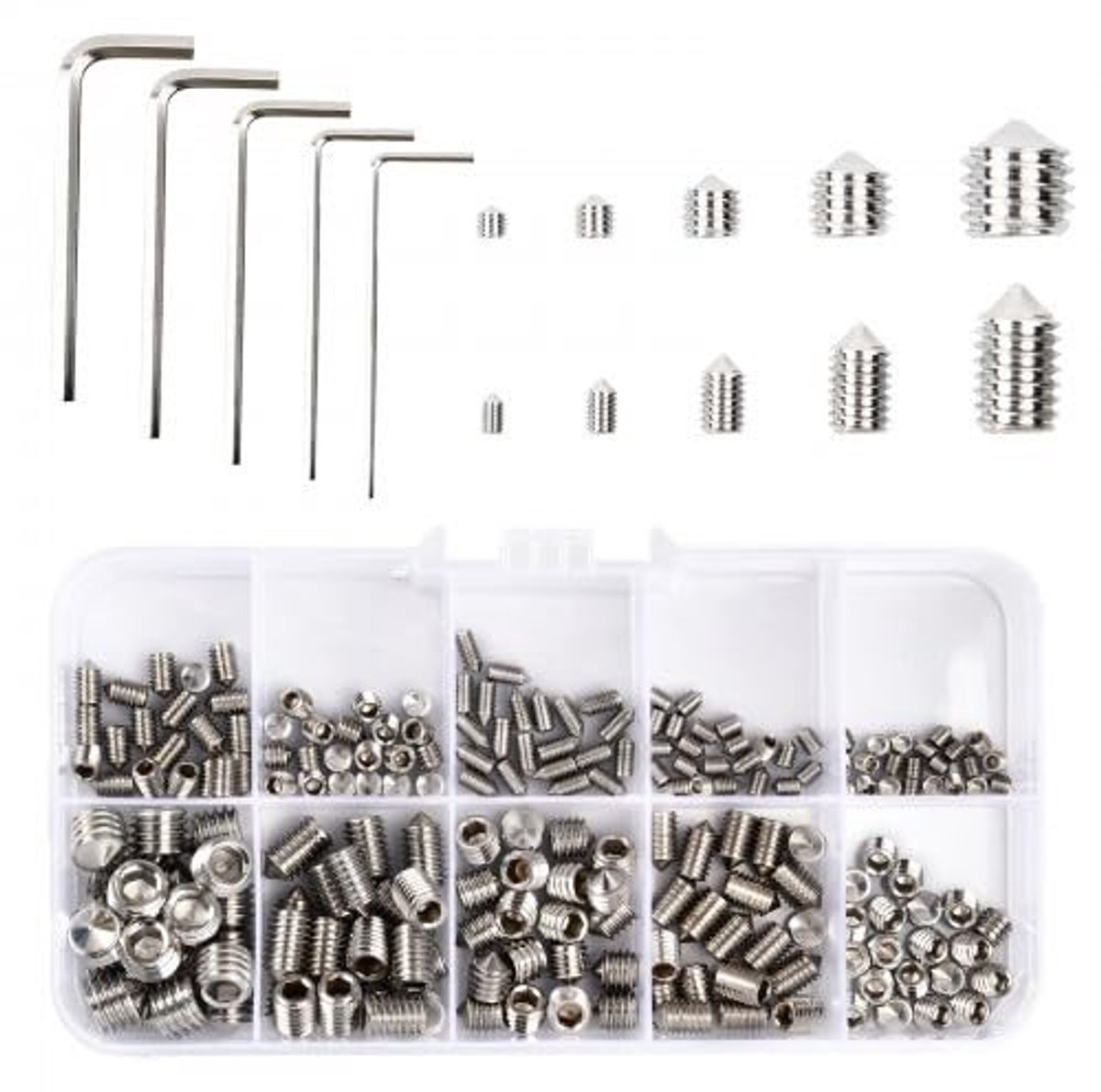 Dailygoods- Madenschroeven set van 200 stuks - Inbusschroeven - Moersleutels - Roestvrij staal - M3/M4/M5/M6/M8 - Voor meubelmontage - Bevestigingsschroeven