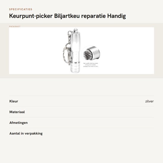 ONF3 - Keurpunt-picker - Biljartkeu reparatie - Handig gereedschap - Zilver - Ondersteunt biljartliefhebbers - Geschikt voor professionals en be... van Onf3 — afbeelding 4