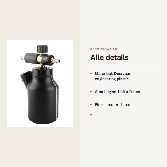 Schuimkanon Professionele Autowassproeier - Hogedrukreiniger - Verstelbare Schuimafgifte - Engineering Plastic - 19,5x25cm - Eenvoudige Reiniging - Waspistool — afbeelding 2