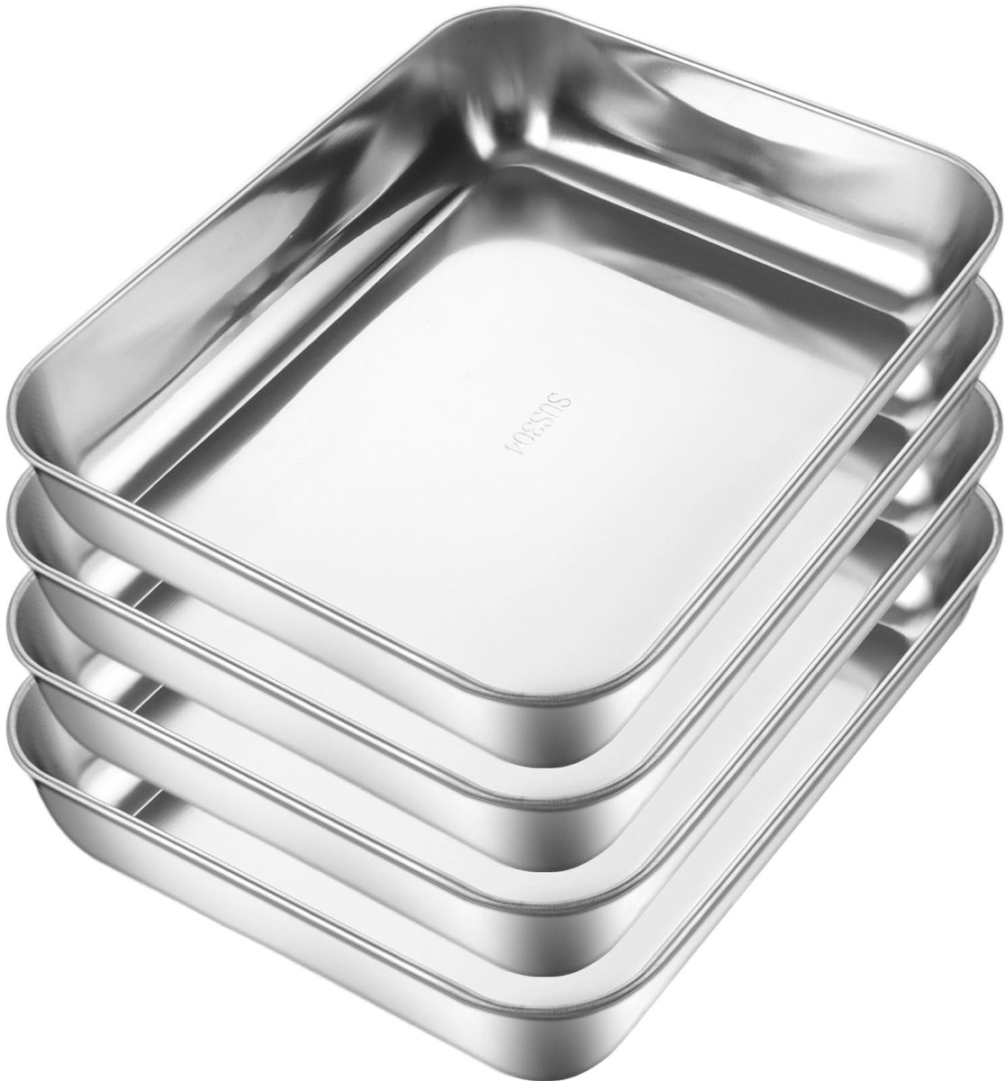 Dailygoods- Ovenvorm Set van 4 - Roestvrij Staal 304 - Diepe Bakplaat 25 x 20 x 5 cm - Vaatwasmachinebestendig - Geschikt voor Ovens - Perfect voor Grillen en Bakken