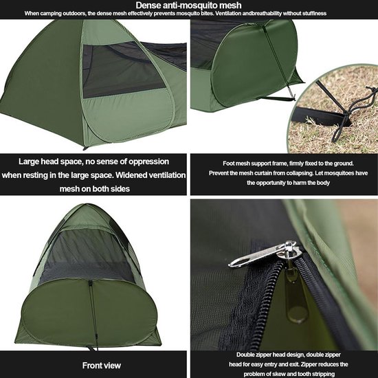 Slaapzak Tent - Pop-up Bed Net - Kamperen Buiten - Snelle Open Tent - 220 x 105 x 75 cm — afbeelding 3