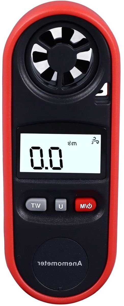 Digitale Windsnelheidsmeter - Anemometer Luchtstroomtester - HVAC Kanalen Testen - LCD Achtergrondverlichting - 0-65 mph - Zwart