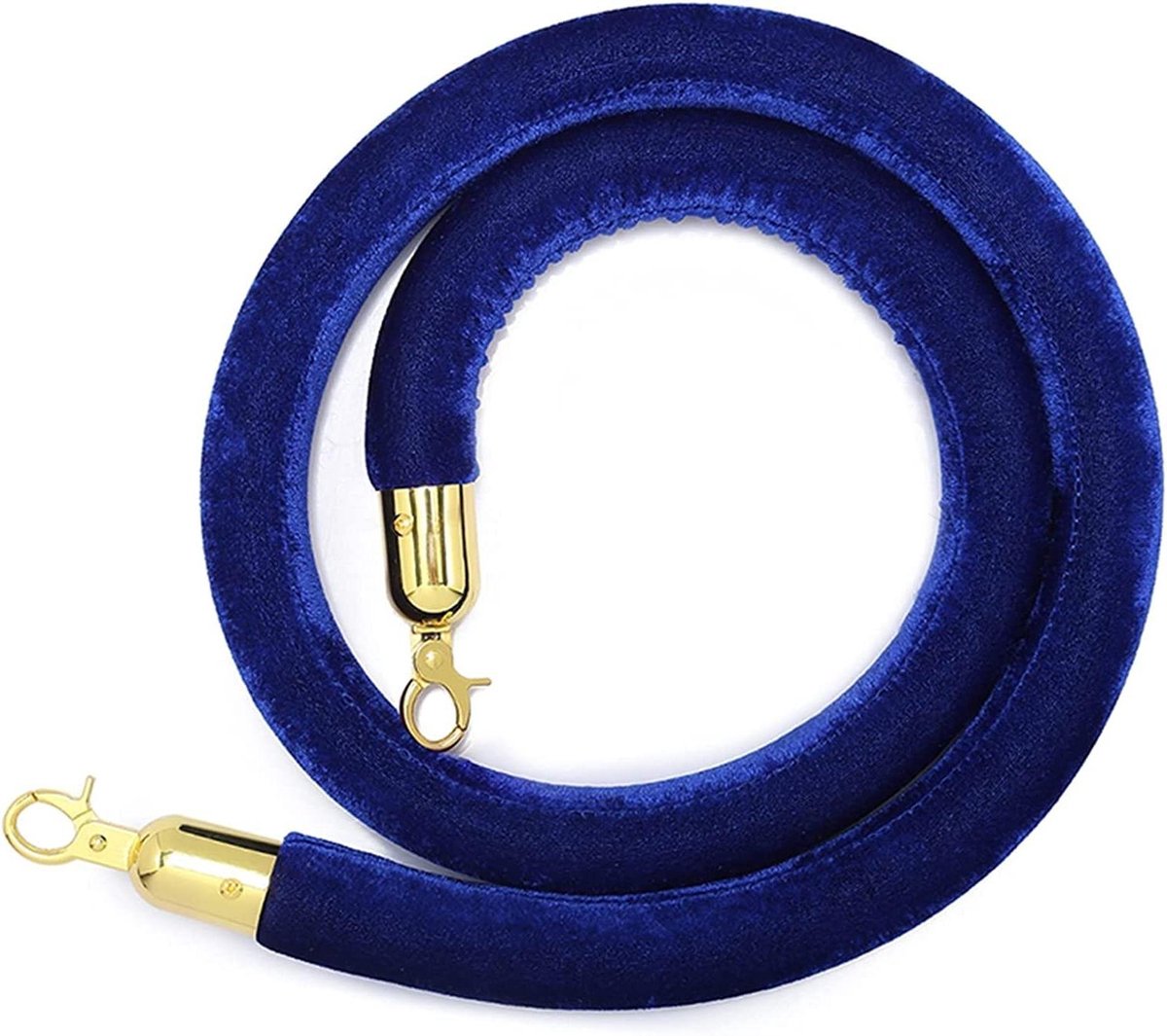Afzetlint Touw - Wachtrij Touw - Menigte Beheersen - Met Karabijnhaken - 1.5 Meter - Blauw