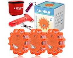 Noodverlichting Schijven - Veiligheidskit Auto - Weg Hulp - DOT Goedgekeurd - 3 Stuks - Rood