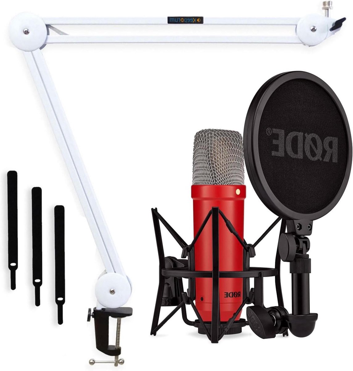 Studio Microfoon - Condensator Microfoon - Zang Opnemen - Lage Eigenruis - 190 x 52 x 52 mm - Rood