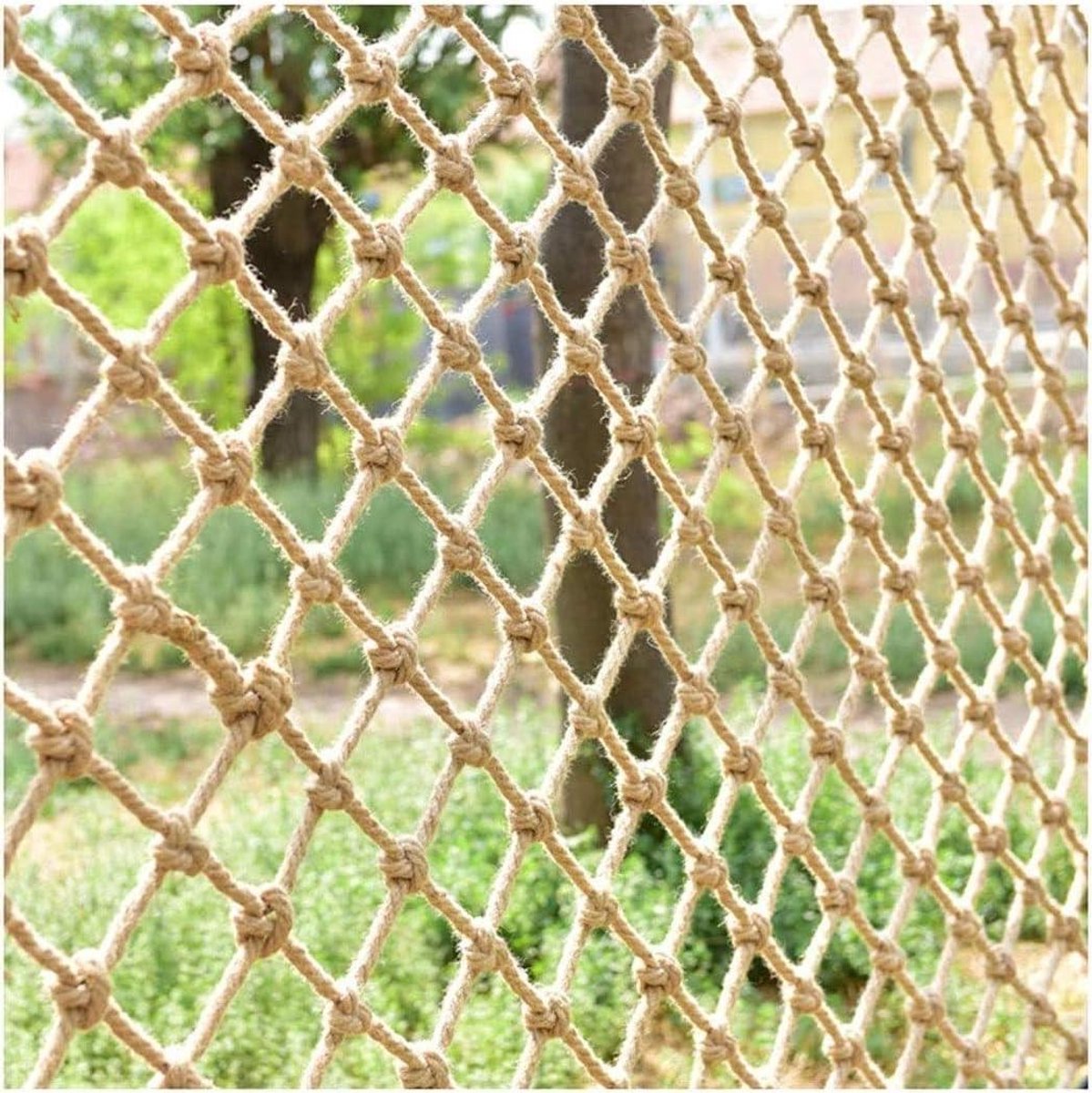 Veiligheidsnet Touw - Hennep Klimnet - Kinderen Beveiligen - Handgeweven Gaas - 2 x 5 m - Natuurlijk