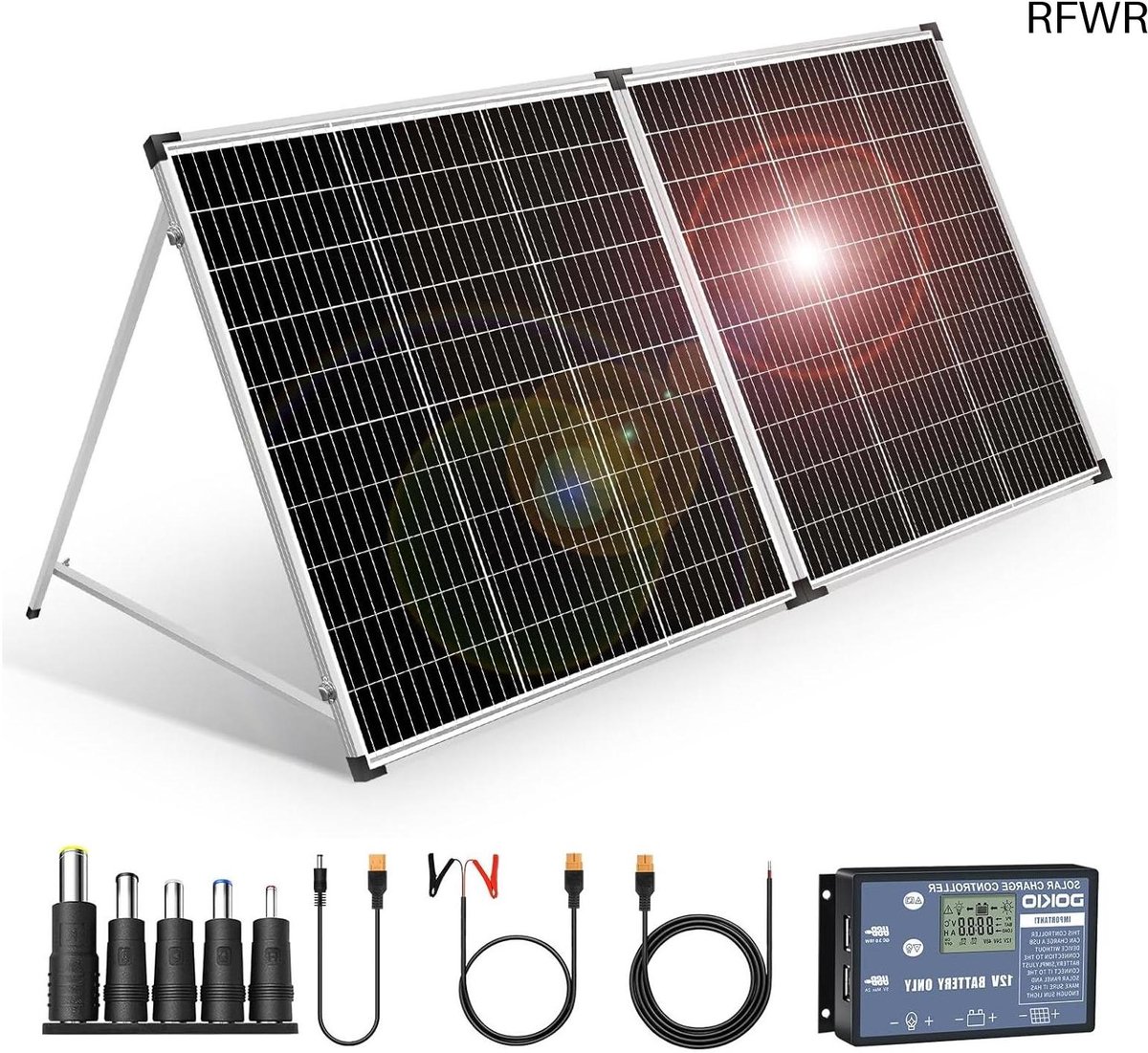 Draagbaar Zonnepaneel - Opvouwbaar Paneel - Energie Opwekken - Inclusief Laadregelaar - 200 Watt - Zwart