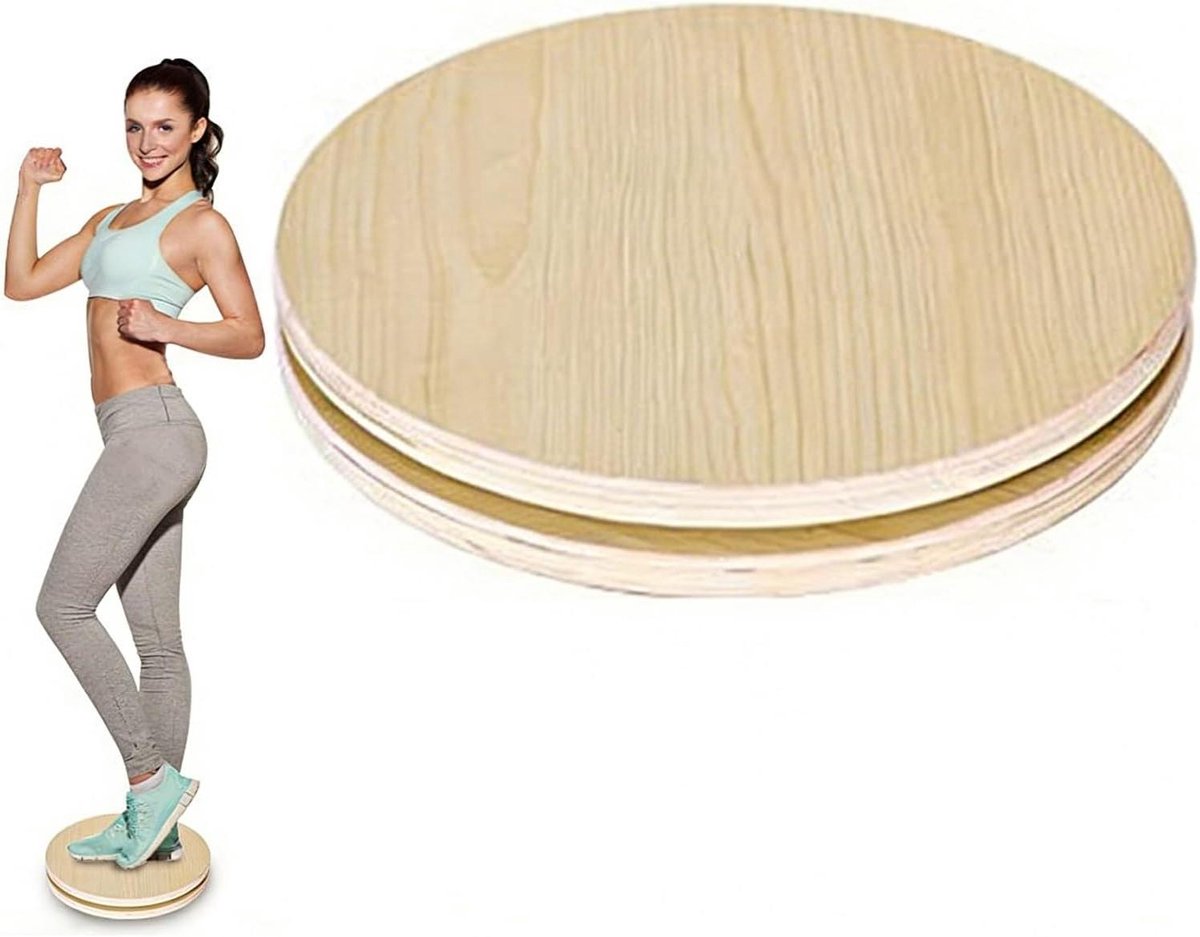 Ab Twister Board - Taille Twister - Thuisfitness - Stille Werking - 30 x 4 cm - Houtkleur