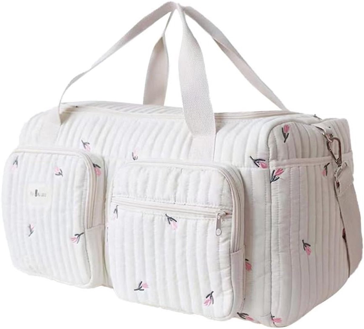 Grote luiertas - Babytas - Baby verzorgen - Grote capaciteit - 48 cm - Geborduurd