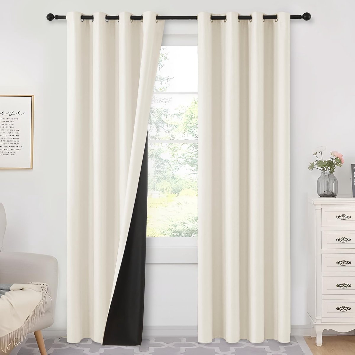 Dailygoods- Thermogordijn 100% verduisterend - Thermo Gordijn - Set van 2 - 225 cm lang - 140 cm breed - Hoogwaardig polyester - Slijtvast en krasbestendig - Verduisteringsgordijnen