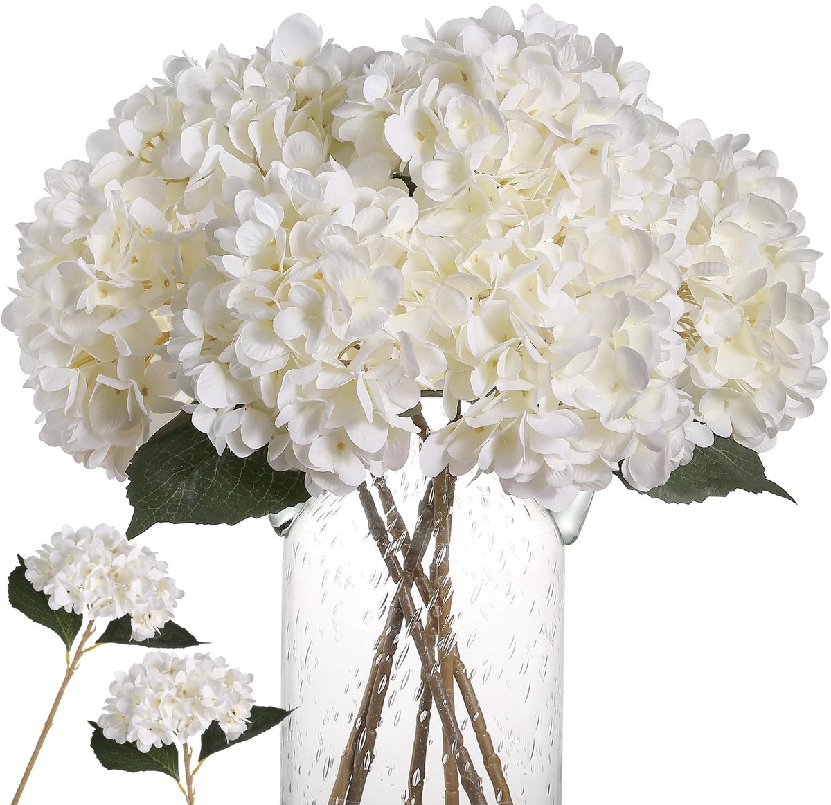 Dailygoods- Kunstbloemen 6 Stuks - Realistisch Hortensiaboeket - Bruiloft/Feest - Woondecoratie - Zijde/Kunststof - 18,5"/6,6 - Nepbloemen