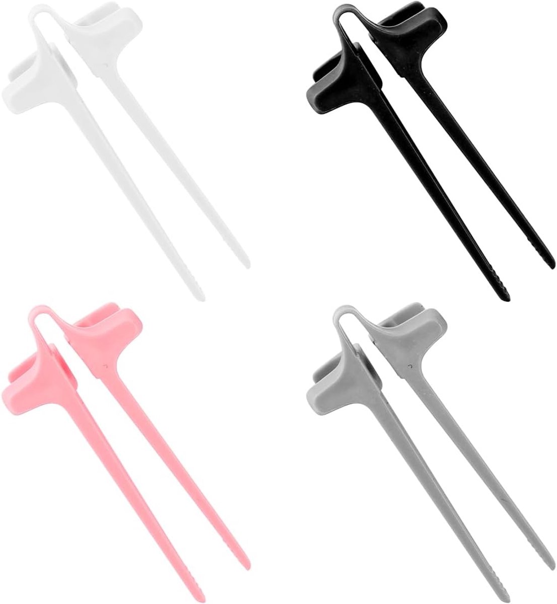 Set van 4 plastic vinger-eetstokjes, speciaal ontworpen voor gamers - houd je handen schoon en geniet in stijl van je snacks (zwart, grijs, wit, roze)