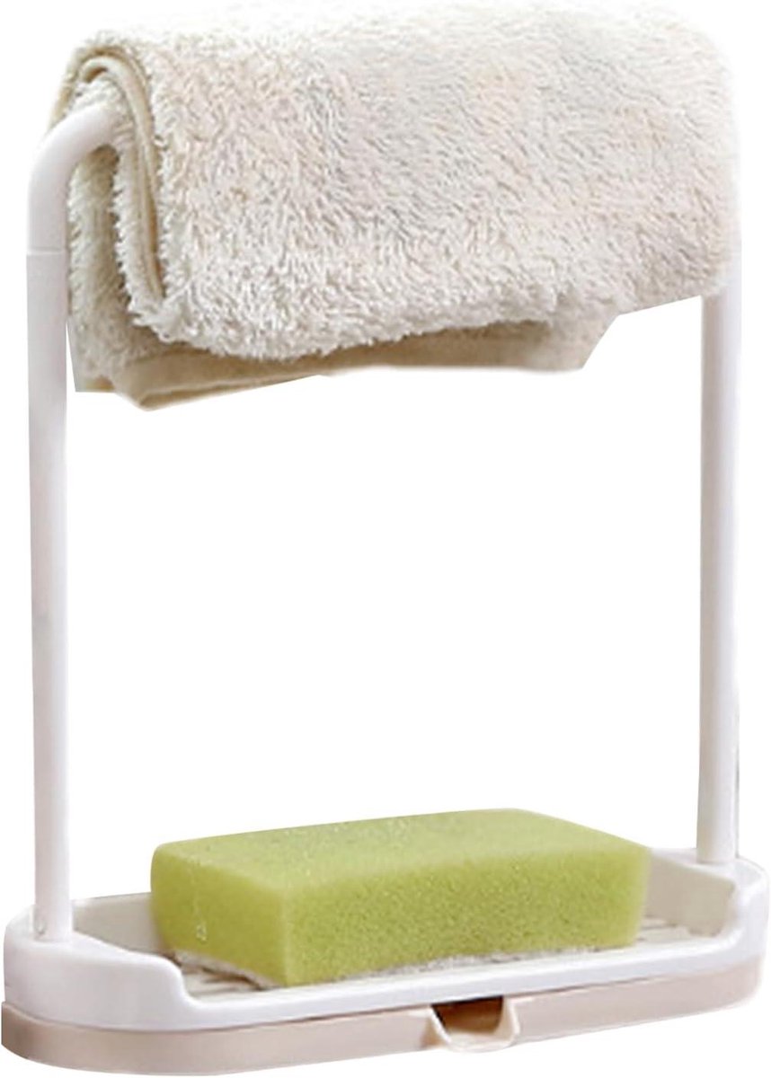 Aanrecht Organizer - Spons Houder - Keuken Opruimen - Met Lekbak - 16.8 x 19.2 cm - Wit