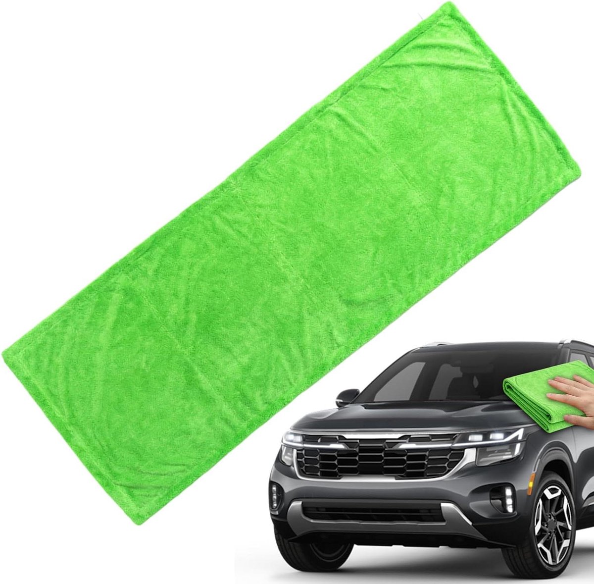 Microvezeldoeken Auto - Reinigingsdoeken Voertuig - Auto Wassen - Krasvrij Ontwerp - 160x60cm - Groen