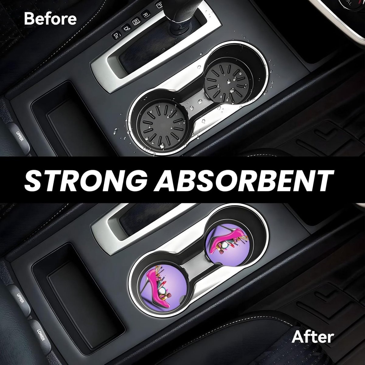 Auto Onderzetters - Drank Houders - Auto Interieur - Water Absorberend - 2 Stuks - Wit