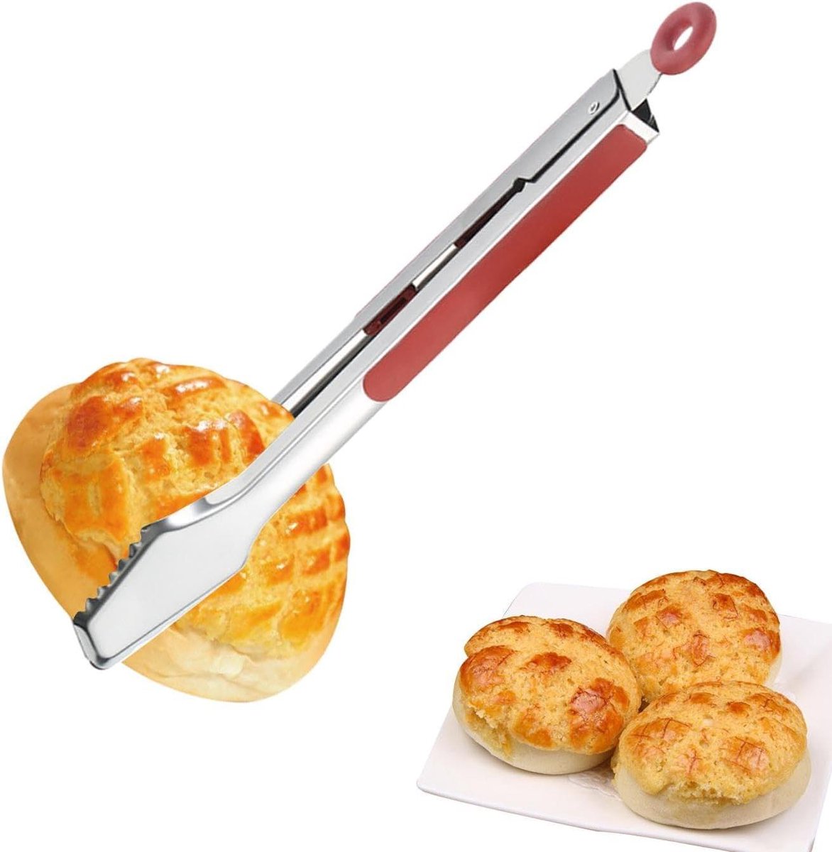 Grilltang Set - BBQ Keukentang - Buiten Koken - Vergrendelingsmechanisme - 34 cm - Rood