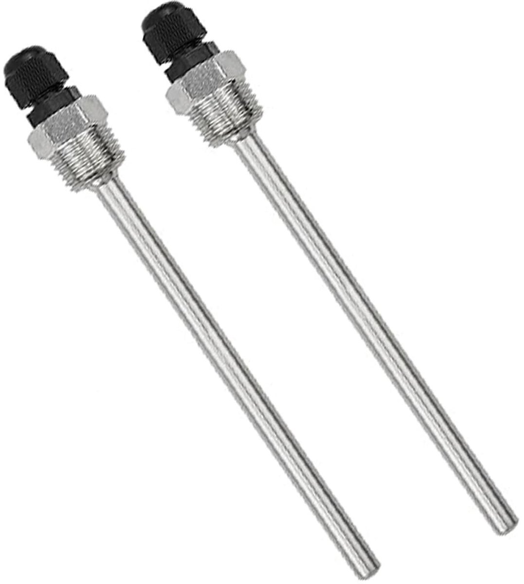 Dompelhulzen Set - Beschermbuizen Sensor - Temperatuur Meting - Roestvrij Staal 304 - 2 Stuks G1/2 - Zilverkleurig
