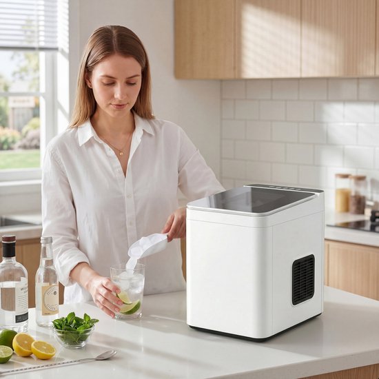 HOMCOM Ice Maker-Kunststof-31,5L x 23,2B x 33,7H cm-Wit — afbeelding 2