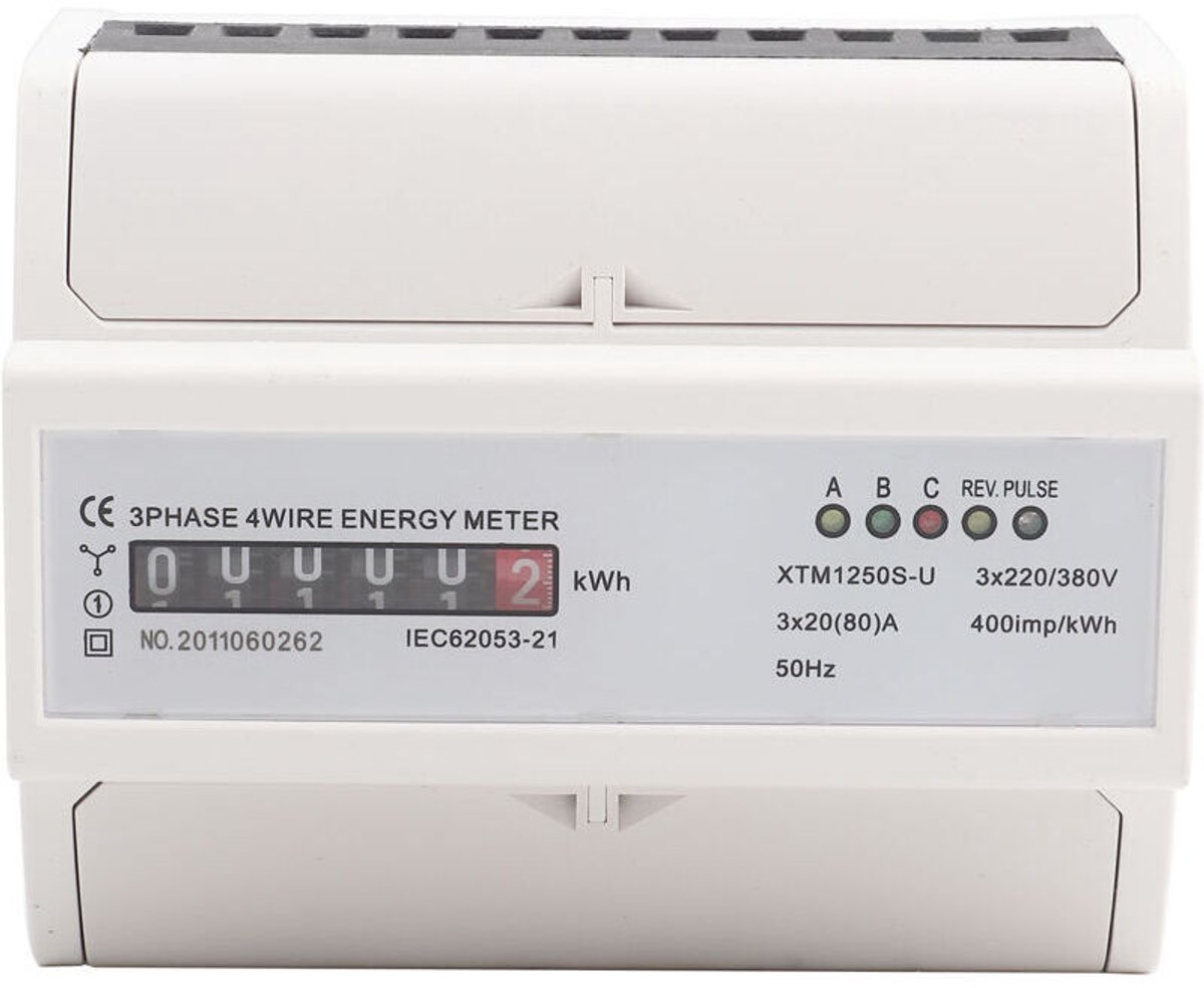 Driefasige vierdraads digitale elektriciteitsmeter DINRail 20 (80) elektronische kilowattuurmeter