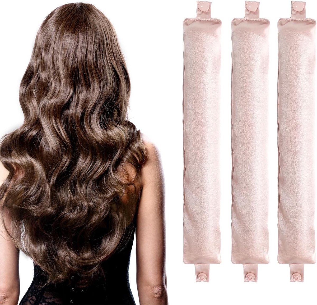 Warmtevrije Haarkrullers voor Lang en Halflang Haar - Nachtelijke DIY Styling en Slaapkrulset in Roze voor Gezonde Krullen