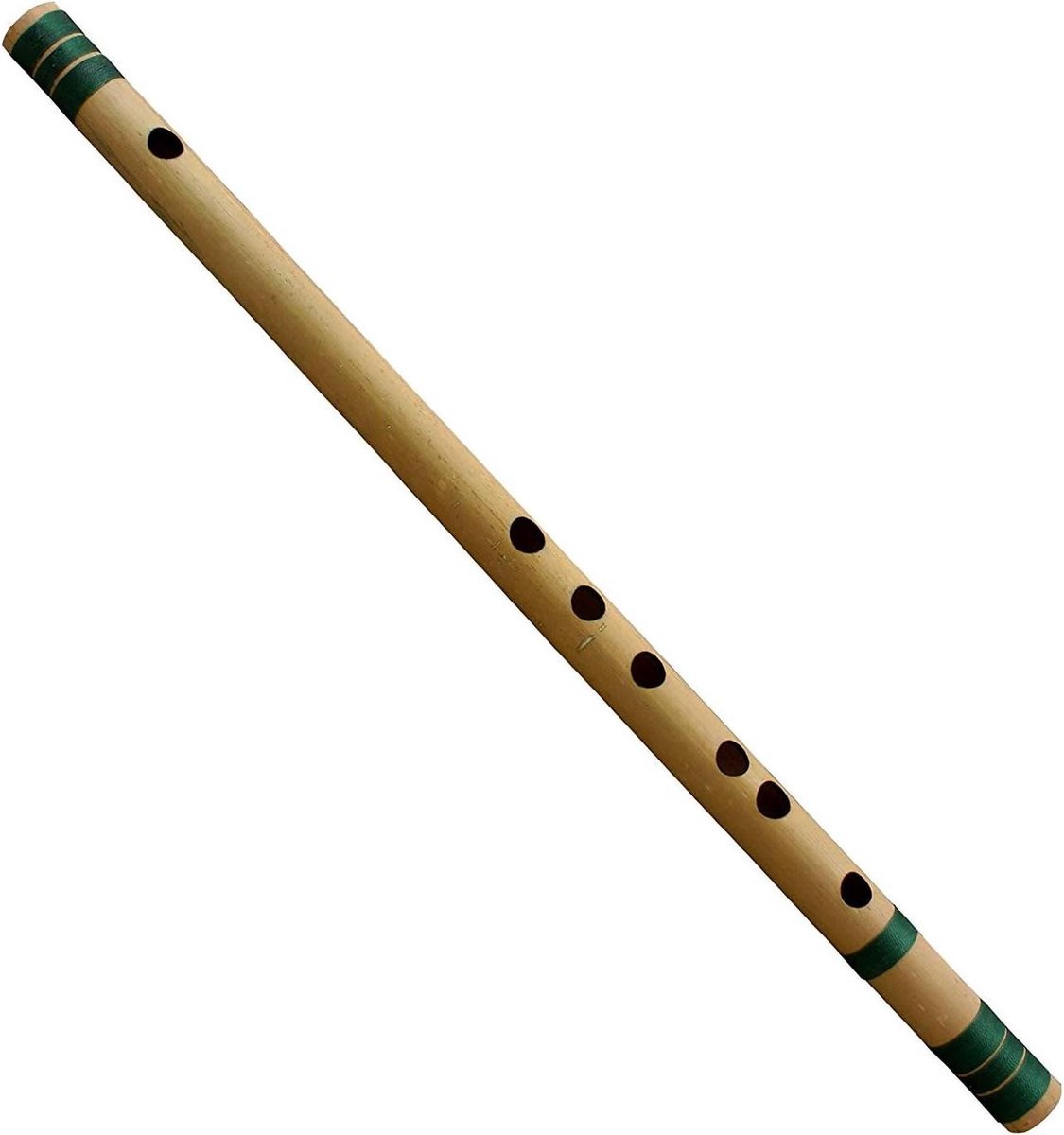 Bamboe Dwarsfluit - Indiase Fluit - Muziek Maken - Handgemaakt Instrument - 33 cm Lengte - Groen