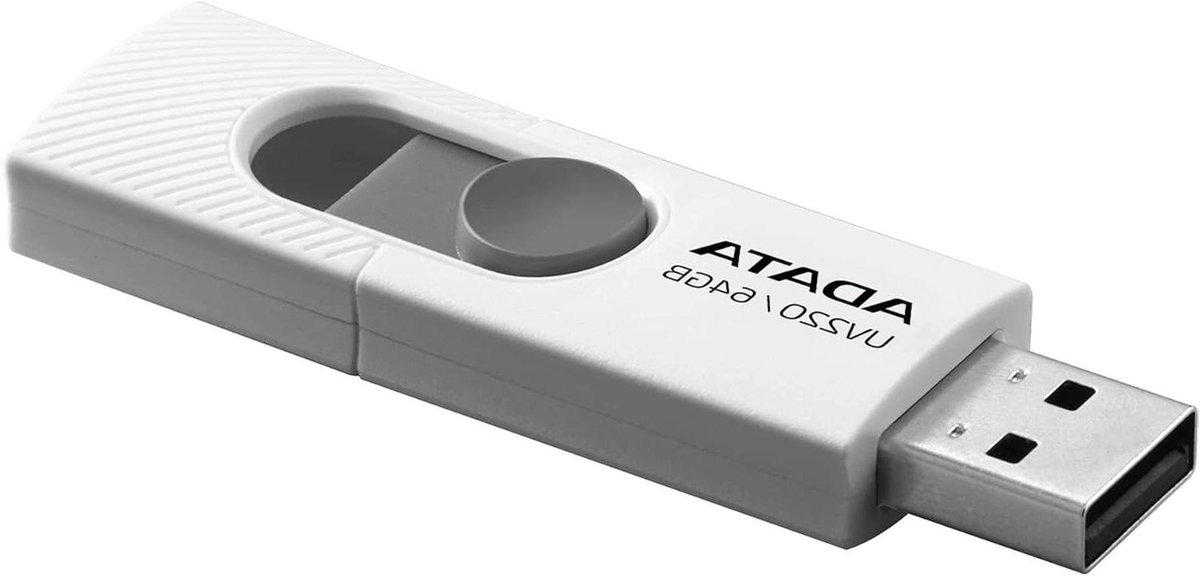 USB-stick - Geheugenstick Data - Bestanden Opslaan - Uitschuifbaar Design - 64 GB - Grijs Wit
