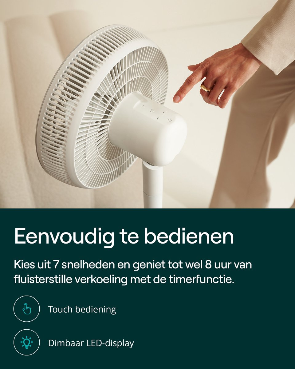 Duux Whisper Essence Ventilator - Stille Statiefventilator met 7 snelheden - Laag verbruik van van 16W - Wit — afbeelding 8