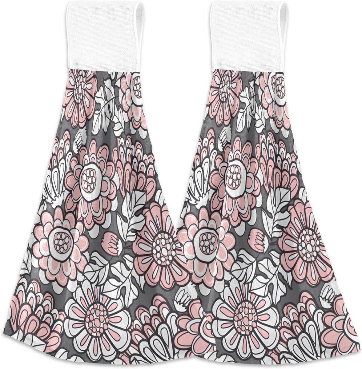 Vintage bloemen roze keukenhanddoeken met hangende lus aangepaste oven stropdas handdoek s