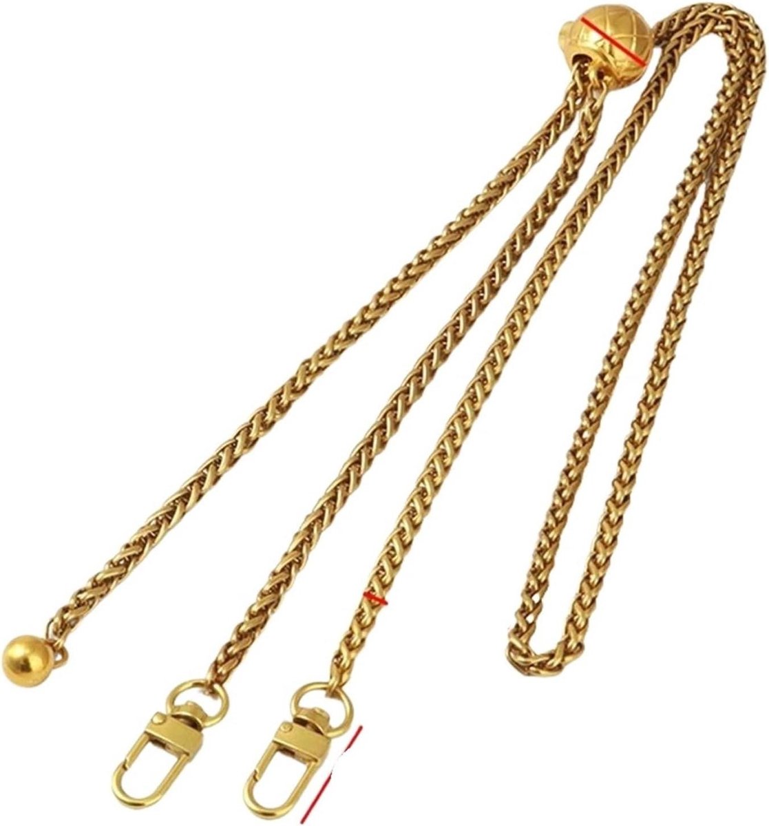 Vervangende tas ketting - Portemonnee riem - Tas personaliseren - Verstelbare lengte - 120 cm - Oud goud