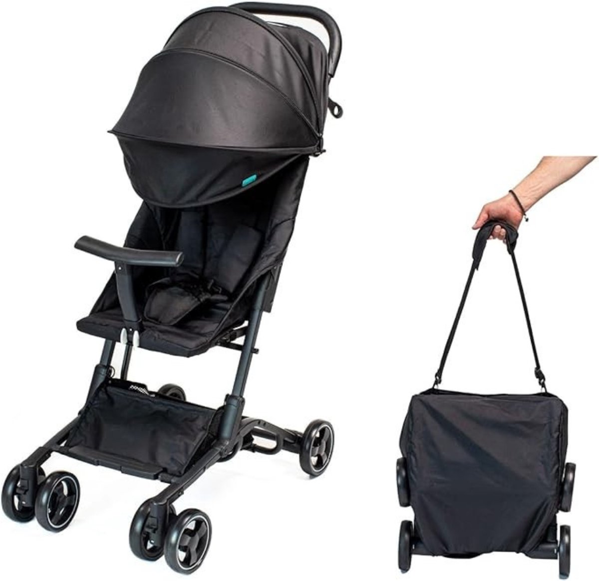 Verte Reisbuggy - Lichtgewicht Reisbuggy in Handbagageformaat – Compact Opvouwbaar – Geschikt voor Kinderen tot 22 kg – Zwart